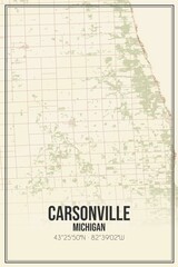 Retro US city map of Carsonville, Michigan. Vintage street map.