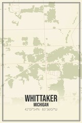 Retro US city map of Whittaker, Michigan. Vintage street map.