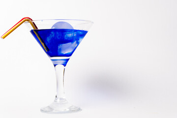 A blue coktail isolated in white background.