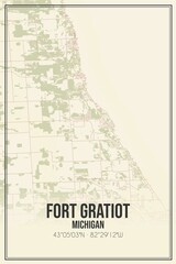 Retro US city map of Fort Gratiot, Michigan. Vintage street map.