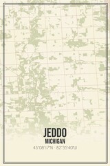 Retro US city map of Jeddo, Michigan. Vintage street map.
