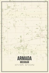 Retro US city map of Armada, Michigan. Vintage street map.