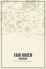 Retro US city map of Fair Haven, Michigan. Vintage street map.