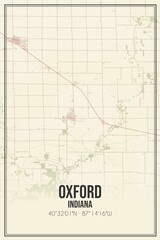 Retro US city map of Oxford, Indiana. Vintage street map.