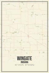 Retro US city map of Wingate, Indiana. Vintage street map.