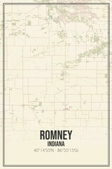Retro US city map of Romney, Indiana. Vintage street map.
