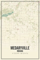Obraz premium Retro US city map of Medaryville, Indiana. Vintage street map.