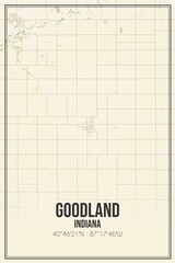 Retro US city map of Goodland, Indiana. Vintage street map.