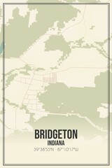 Retro US city map of Bridgeton, Indiana. Vintage street map.