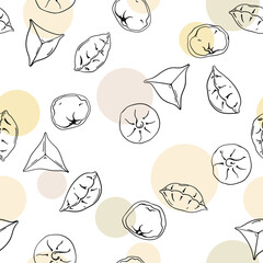 Hand drawn asian dumplings seamless pattern