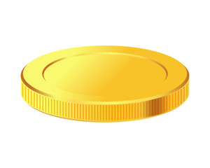 Golden money. Rotating gold coin.