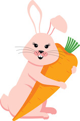 Vector character in a flat style of a rabbit with a carrot.