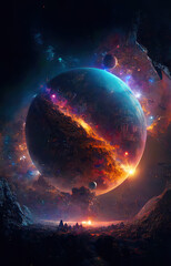 Obraz na płótnie Canvas Deep Space Planet