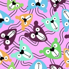Cartoon toys animals seamless fluffy bears pattern for wrapping paper and fabrics and kids clothes print