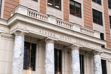 Fototapeta na wymiar Facade of the Alaska State Capitol Building in Juneau 