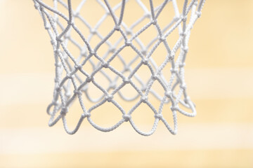 Basketball hoop net isolated on beige background. Professional sport concept. Horizontal sport poster, greeting cards, headers, website