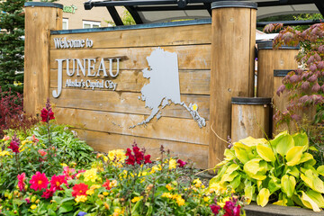 Welcome to Juneau, Alaska sign