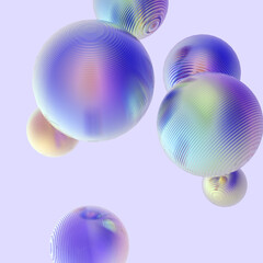 Fototapeta premium Abstract 3d object metal balls purple gradient colors background.