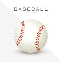 Baseball leather Ball isolated on white. Vector realistic SoftBall icon. Close-up Illustration