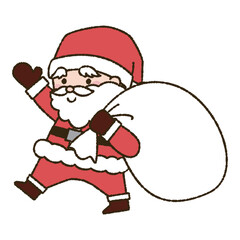 片手を上げて歩いているサンタクロースのイラスト