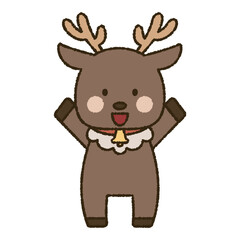 両手をあげているトナカイのイラスト