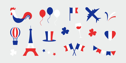 France symbol vector icon, french set, country flag. Blue, white and red colors. National illustration