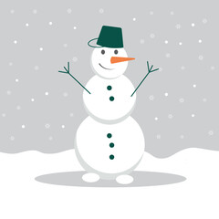 Snowman with a green bucket on his head