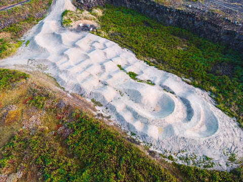 Bikepark course for racing, aerial view, Iceland in autumn