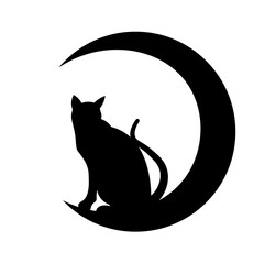 black cat on the moon