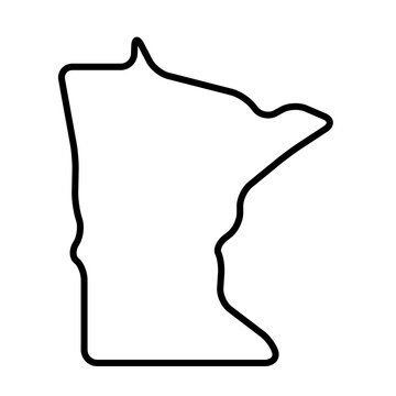 recommend clip art: Minnesota state of United States of America, USA. Simplified thick black outline map with rounded corners. Simple flat vector illustration