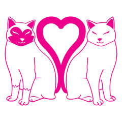 Cats with tails forming a heart