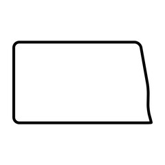 North Dakota state of United States of America, USA. Simplified thick black outline map with rounded corners. Simple flat vector illustration