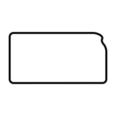 Kansas state of United States of America, USA. Simplified thick black outline map with rounded corners. Simple flat vector illustration