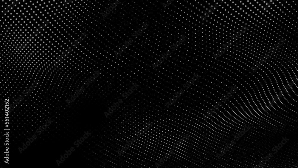 Wall mural dot white black wave technology texture background. abstract big data digital concept. 3d rendering.