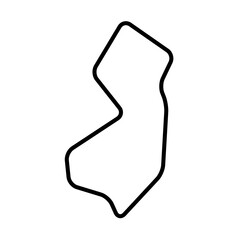 New Jersey state of United States of America, USA. Simplified thick black outline map with rounded corners. Simple flat vector illustration