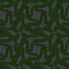 Green retro 1960s linen seamless pattern. Forest style vintage for decorative backdrop. Mid century moss old-fashioned geometric design. 