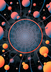 Obraz premium Abstract Psychedelic Geometric Poster. 1980s Retro Style Abstraction Background