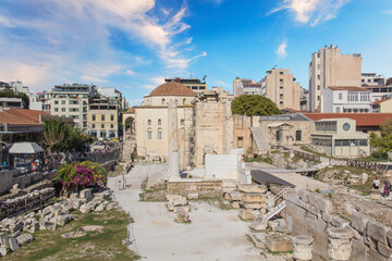 Fototapeta na wymiar Athena Archegetis is situated west side of the Roman Agora, in Athens, Greece