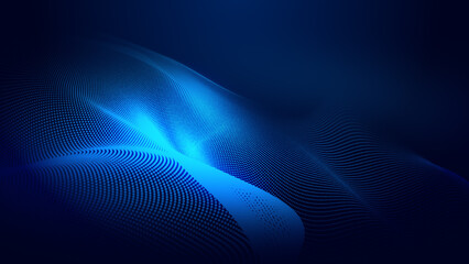 Abstract dot blue wave gradient texture technology background.