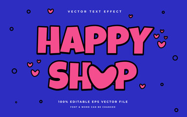 happy shop cartoon editable text effect
