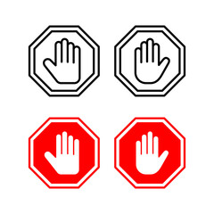 Stop icon vector for web and mobile app. stop road sign. hand stop sign and symbol. Do not enter stop red sign with hand