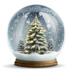 snow globe with a beautiful christmas tree