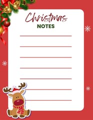 Fototapeta na wymiar Christmas Notes and Lists Planner Layout 