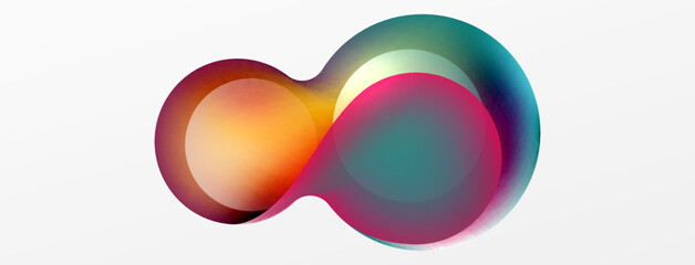 Fluid abstract background. Liquid color gradients composition. Round shapes and circle flowing design for wallpaper, banner, background or landing