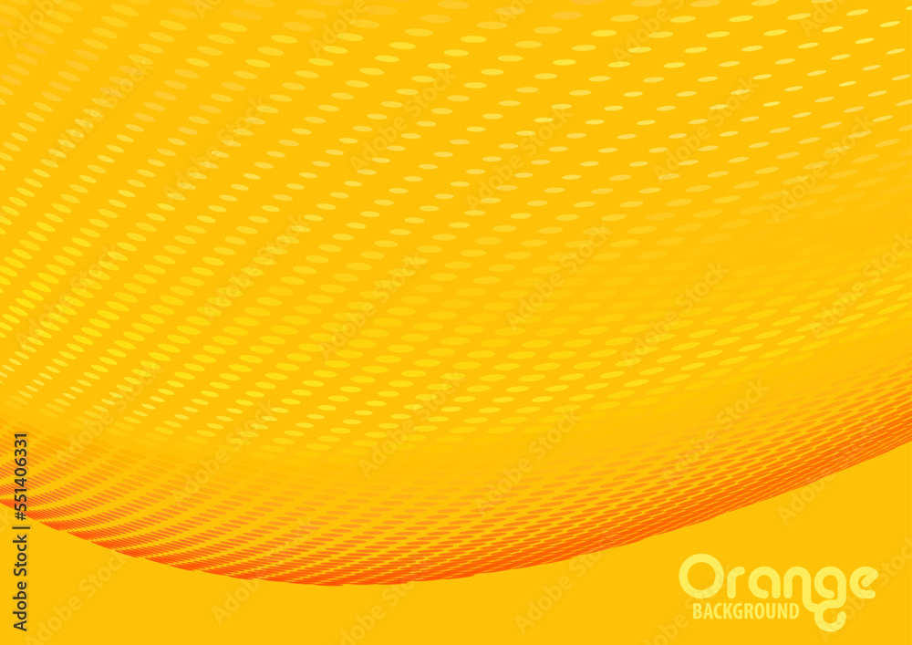 Poster halftone swirl with orange and yellow dots on amber background