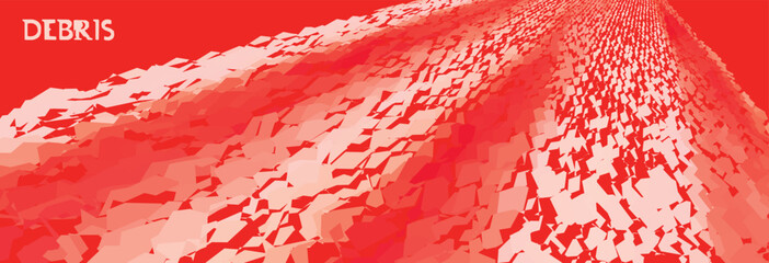 Way through cracked shards. Red vector background