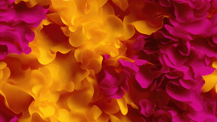 Naklejka na ściany i meble abstract close up of deep magenta and orange flower petals. Backdrop with copy space for wallpaper, website, banner template, print material, presentation, video and design layout. Generative AI