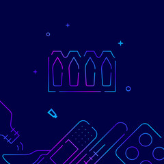 Packaging vaginal, rectal suppositories gradient line vector icon, simple illustration on a dark blue background, medicine, treatment related bottom border.