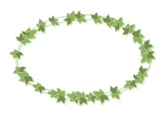 葉っぱ・蔦のイラストの丸いフレーム（ベクター、アイビー）