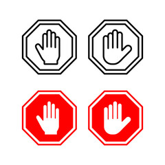 Stop icon vector for web and mobile app. stop road sign. hand stop sign and symbol. Do not enter stop red sign with hand